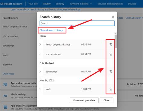 how to delete search history.